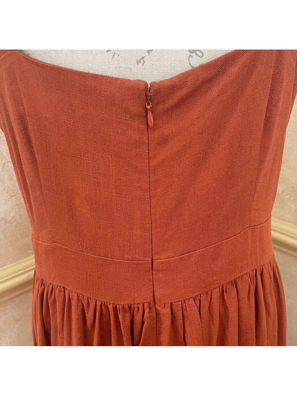 Ann Taylor Square Neck Midi Tiered Linen Blend Dress Sleeveless Summer Sz 12 - Picture 5 of 11